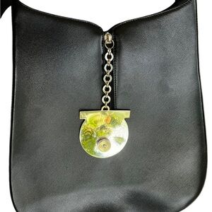 Black Ferragamo with Shiny Silver Drop